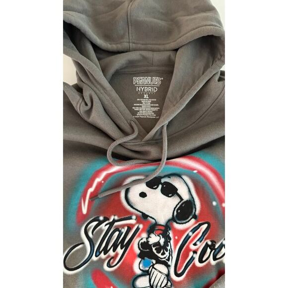 Snoopy Stay Cool Hoodie Gray Airbrush Graphic Peanuts Hybrid Apparel XL - Picture 12 of 16